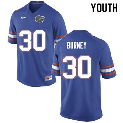 Youth Florida Gators #30 Amari Burney NCAA Nike Blue Authentic Stitched College Football Jersey TLO1362HP